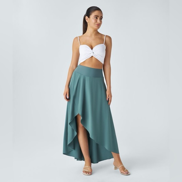 Halara Breezeful High Low Maxi Skirt skort LARGE blue shorts NWT flowy - Picture 1 of 8